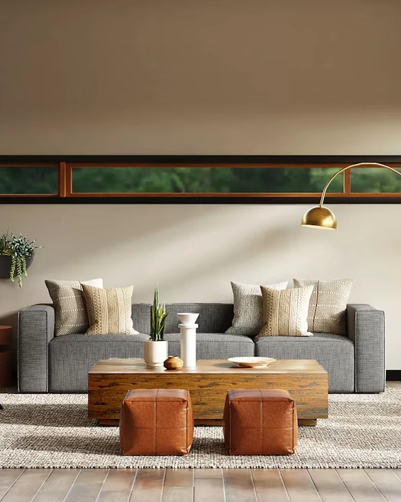Intérieur végétal, lin et plantes près de la fenêtre