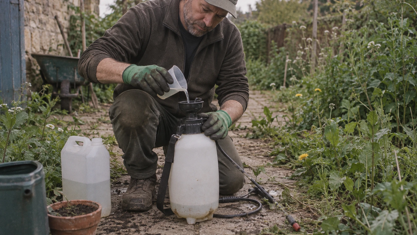 Pour un jardin harmonieux, la précision est de mise ! 🌿 Pour 5 litres d’eau, le dosage du Roundup varie : 100 à 150 ml pour le classique, contre 14 à 21 ml pour le Pro. ⚠️ Je vous guide pour préparer votre mélange en toute sécurité et retrouver des allées impeccables. Un geste simple pour un extérieur qui vous ressemble ! ✨