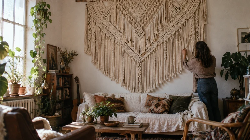 Un macramé mural géant objet de décoration