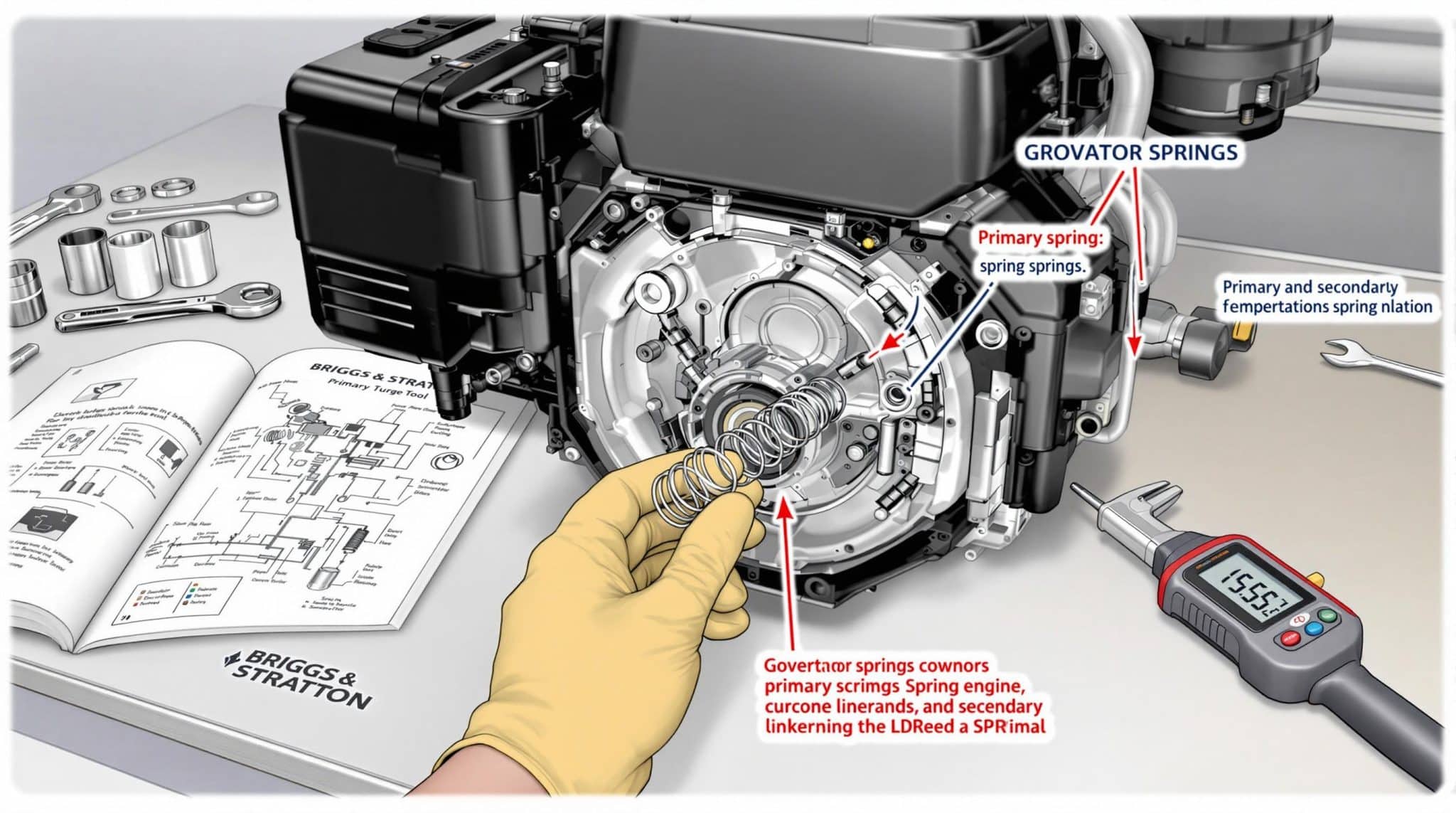 Montage du ressort régulateur sur un moteur Briggs & Stratton 5HP — free download